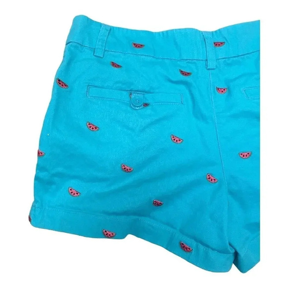 Cambridge Dry Goods Women's 2 Chino Shorts Blue Embroidered Watermelon Design - Picture 6 of 8
